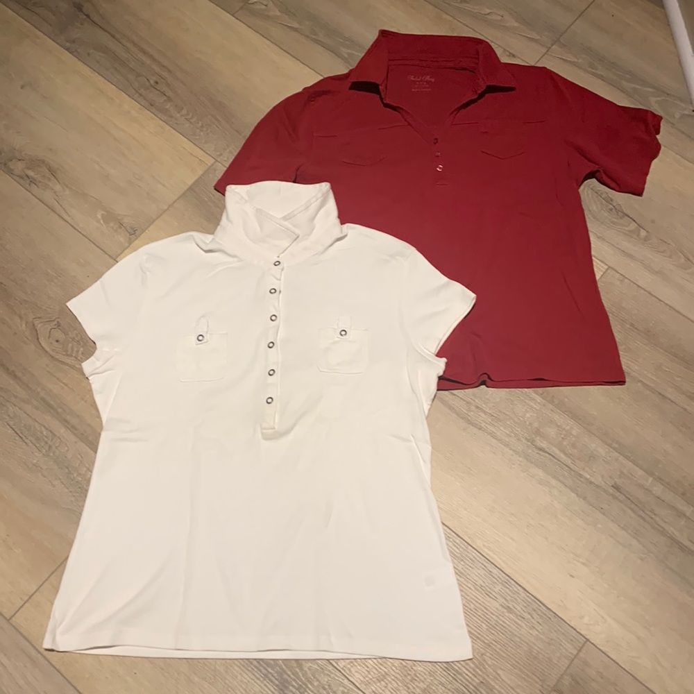 2 Collared shirts. White and Maroon